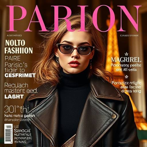 Photo de mode pour la couverture du magazine 'Paris Chic', présentant une mannequin portant une création d'un jeune créateur parisien.
